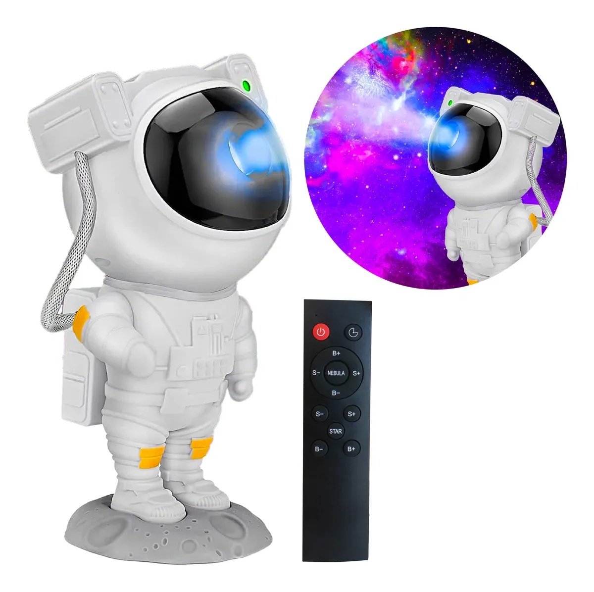Proyector LED Galaxia Astronauta USB C/ Control Remoto 23×22×3 cm