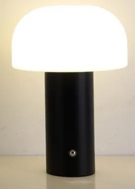 Lampara "Fungi" LED 3 Tonos, Tactil USB Recargable Color Negro 14,5×22 cm