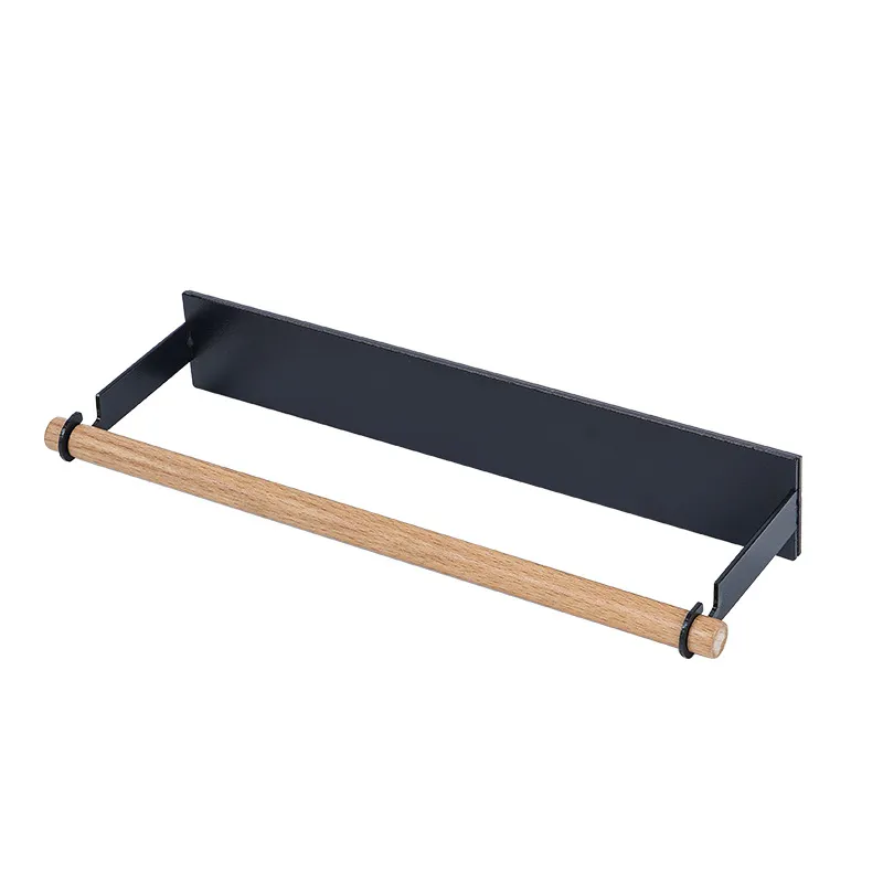 Porta Rollo de Cocina de Hierro y Madera Magnetico 32×5×10 cm