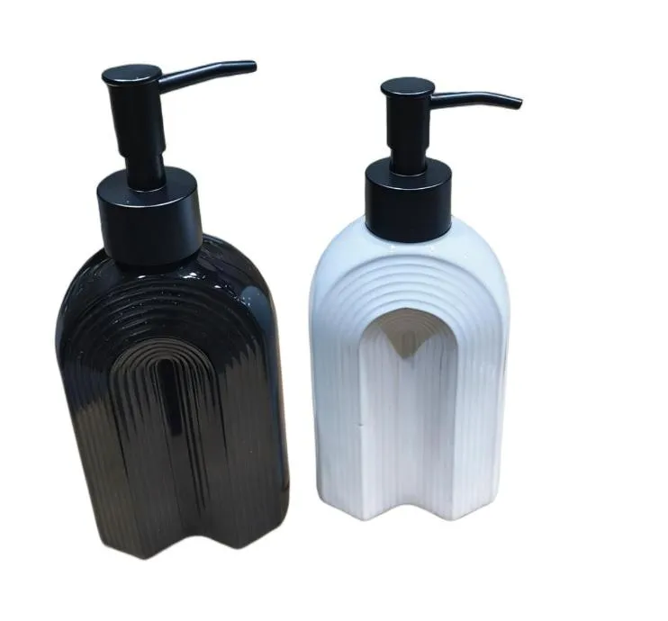 Dispenser de Ceramica "Duo" Negro o Blanco 400Ml Tapa Negra