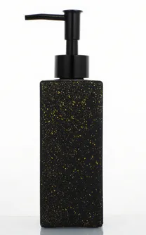 Dispenser de Vidrio Negro Mate con Dorado 300Ml Tapa Negra