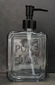 Dispenser "Pure Soap" de Vidrio Fume 500Ml 10×6×19.5 cm