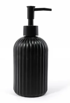 Dispenser de Vidrio Negro Diseño Acanalado 400Ml Tapa Negra