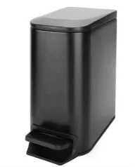Cesto de Basura de Acero Negro Angosto Liso 6 Litros