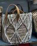 Set X 3 Cestos de Fibras Naturales Interior Forrado 20×17 cm - 22×23.5 cm 25.5×28 cm