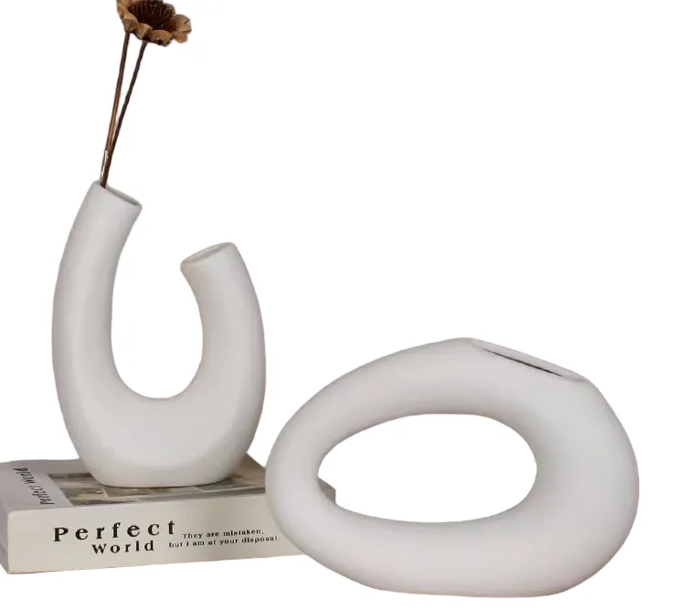 Jarron Duo de Ceramica Blanco 20.5×14×6 cm