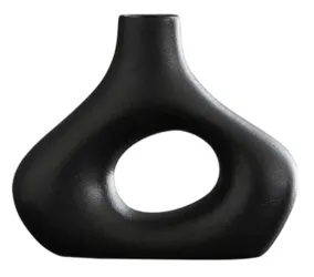Jarron de Ceramica Oval Negro 18,5×5.5×14,5 cm