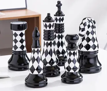 Set X 6 Piezas de Ajedrez de Ceramica "Damero"