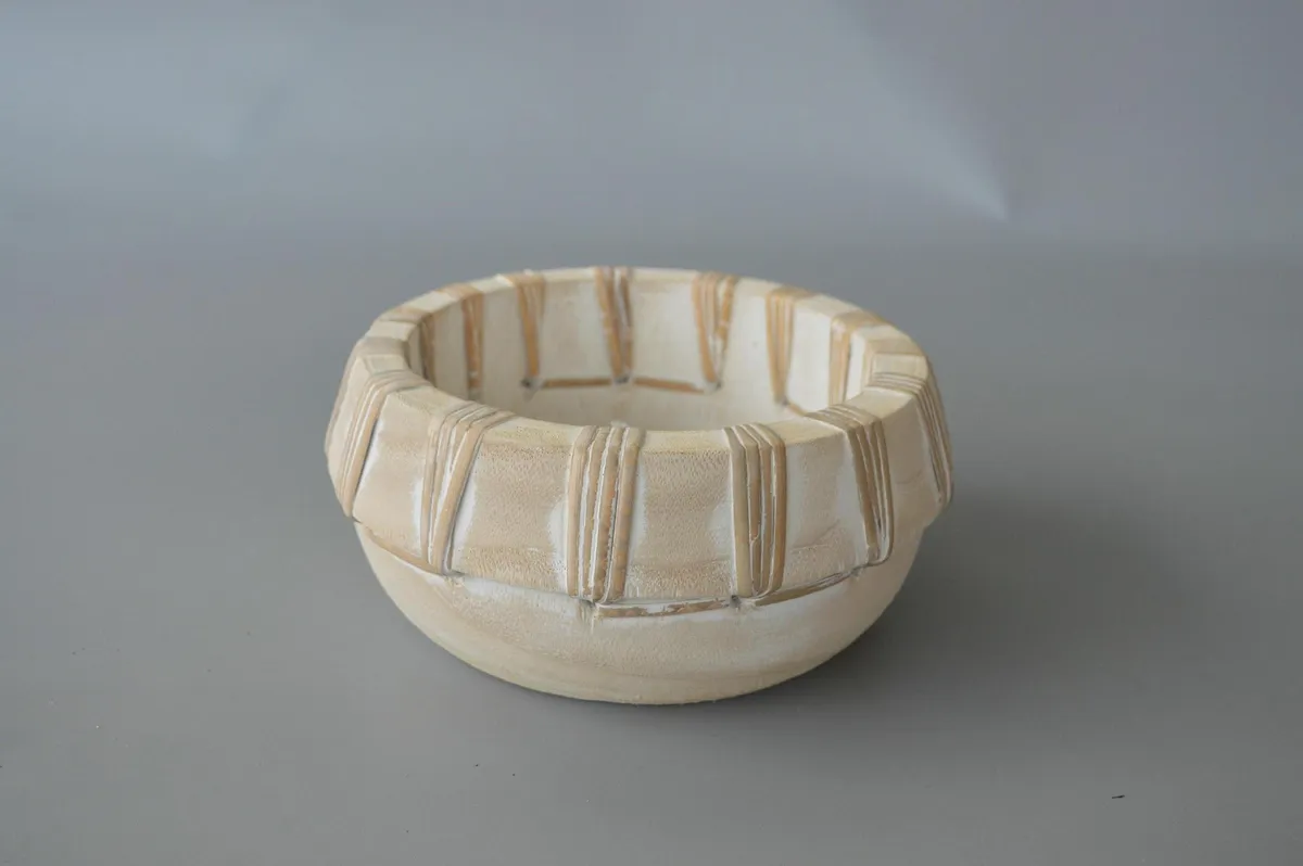 Cuenco de Madera "Mimbre" Blanco 9×21×21 cm