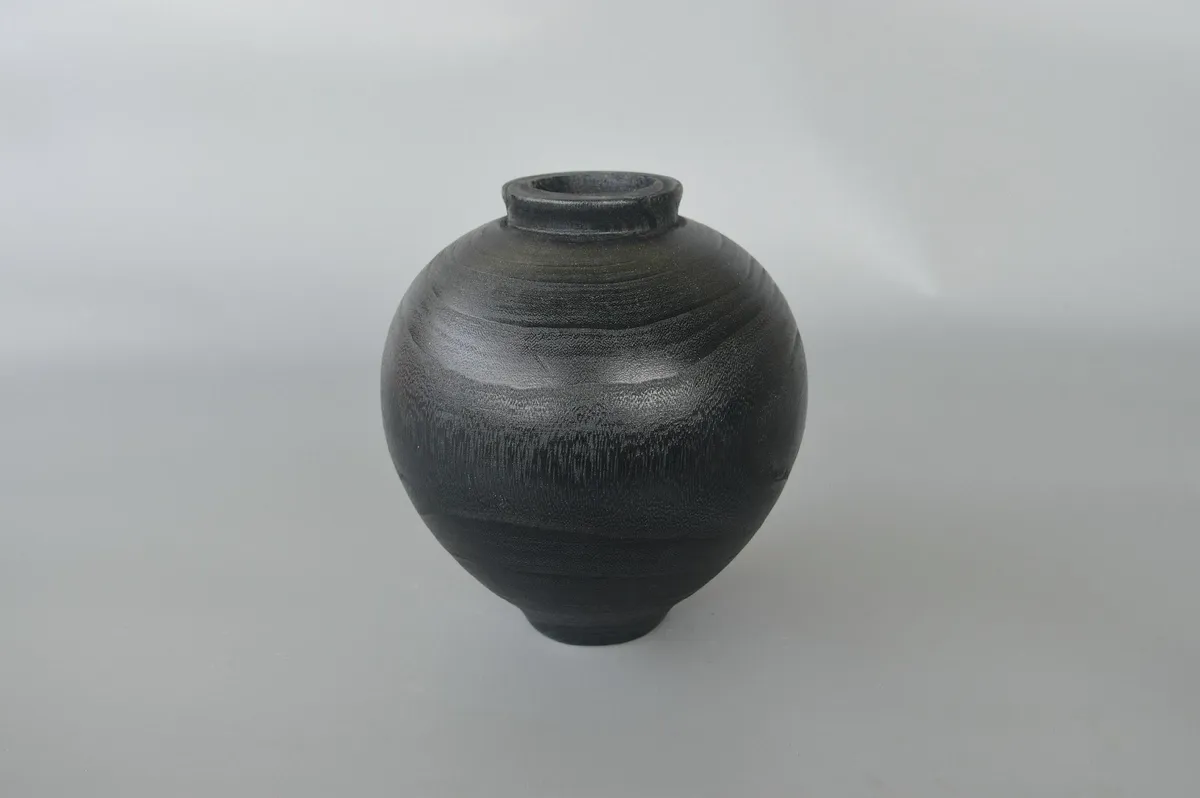 Jarron de Madera "Vasija" Negro 21×20×20 cm