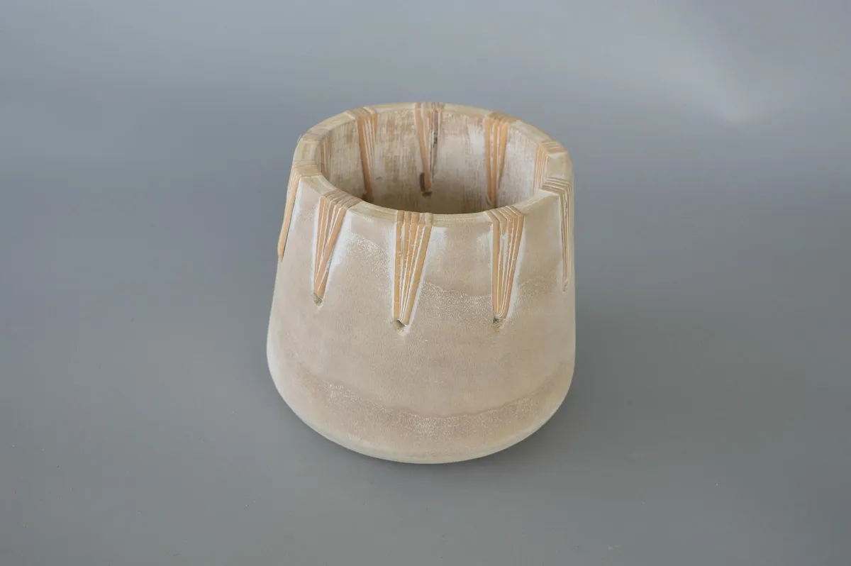 Cuenco de Madera "Mimbre" Blanco 16×21×21 cm