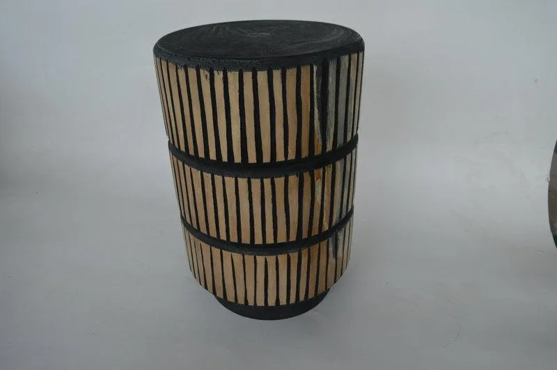 Tocho de Madera "Africa" Natural y Negro 45×31×31 cm