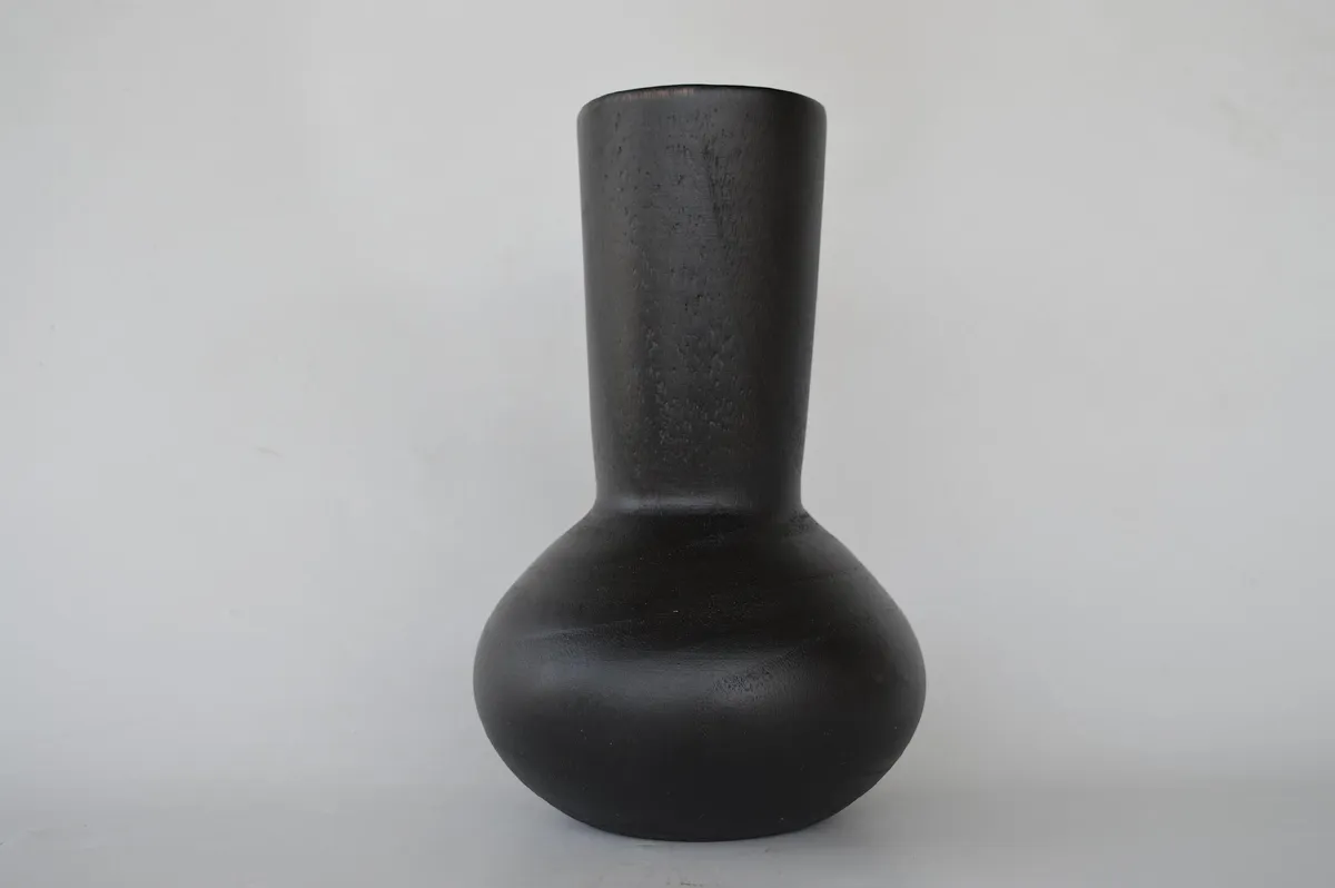 Jarron de Madera "Tulip" Negro 30×18×18 cm