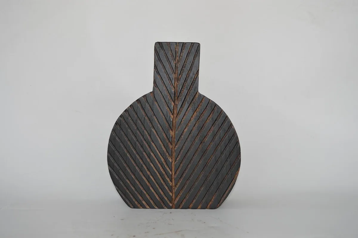 Jarron de Madera "Folia" Negro 27×22×7 cm