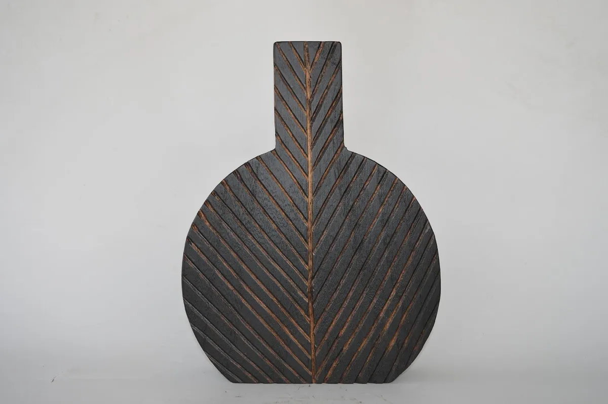 Jarron de Madera "Folia" Negro 36×27×7 cm