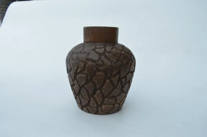 Jarron de Madera "Cuarteado" Negro 24×20×20 cm