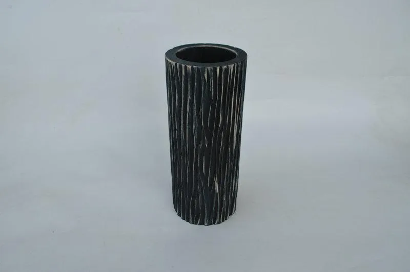 Jarron de Madera "Leña" Negro 36×15×15 cm