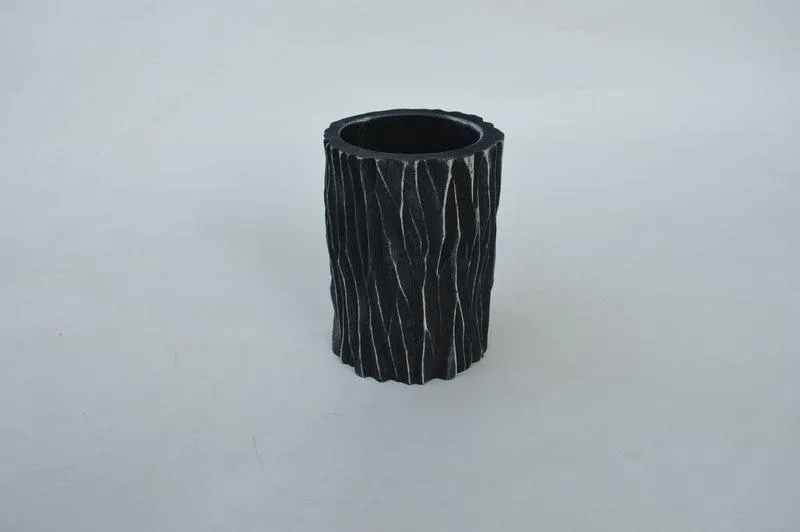 Jarron de Madera "Leña" Negro 19×14×14 cm
