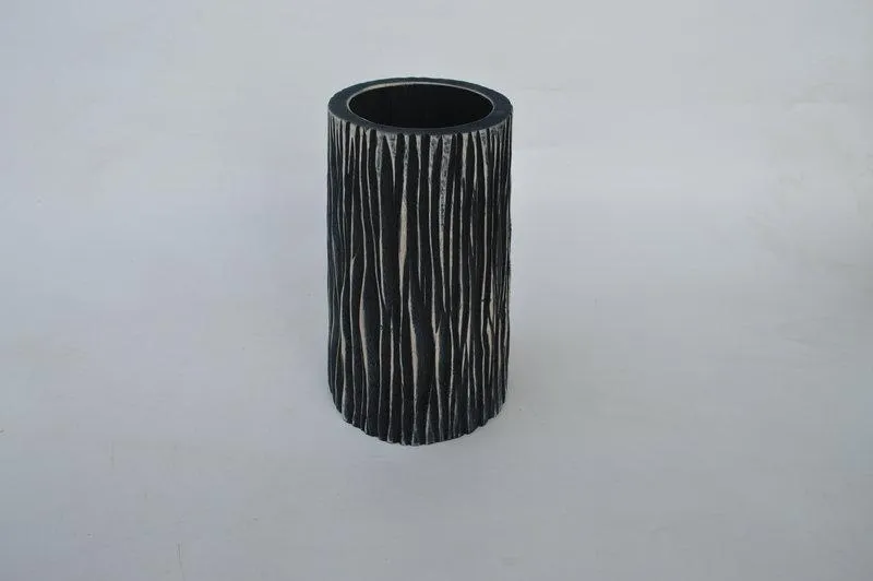 Jarron de Madera "Leña" Negro 30×19×19 cm