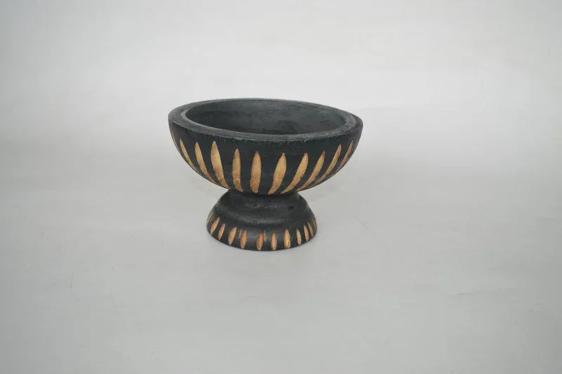Botellon de Madera "Trazos" Natural y Negro 14×23×23 cm