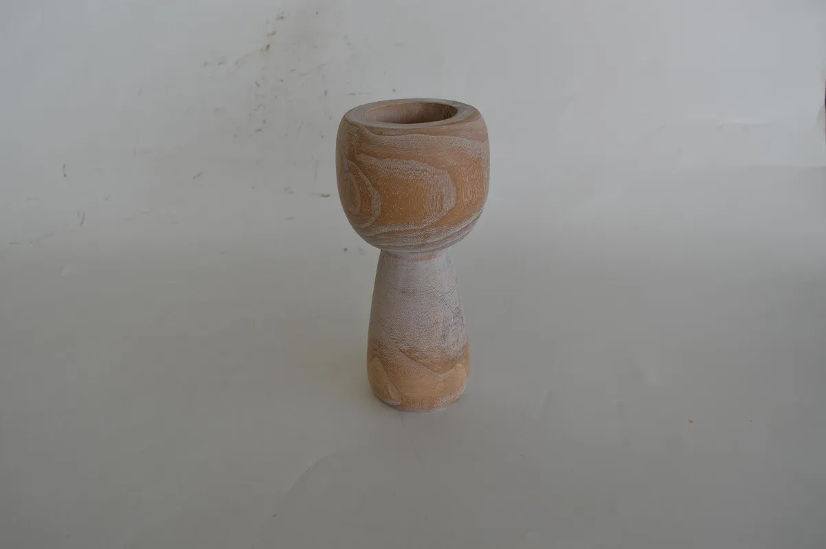 Copa de Madera Patinada Blanca 24×11×11 cm