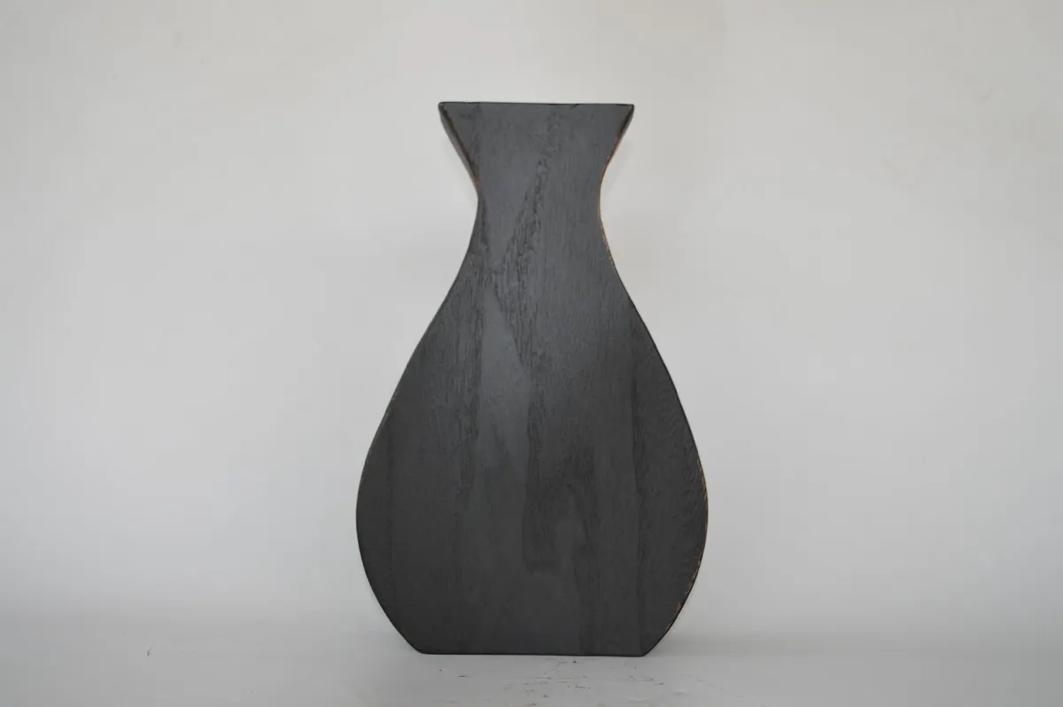 Jarron de Madera "Nerva" Negro 36×23×7 cm