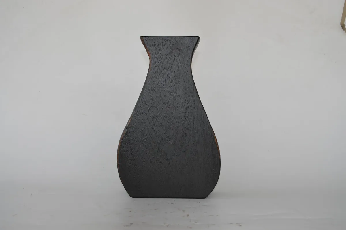 Alto - Ancho - Profundidad Jarron de Madera "Nerva" Negro 30×20×7 cm