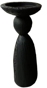 Candelabro "Travertino" Negro de Resina 25 cm