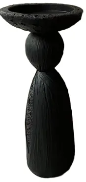 Candelabro "Travertino" Negro de Resina 20 cm