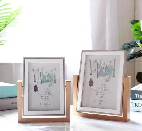 Portaretrato de Madera con Blanco Giratorio Doble Foto 13×18 cm