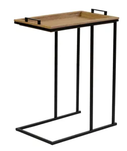 Mesa de Arrime "Bandeja" de Hierro y Madera 45×28×59 cm