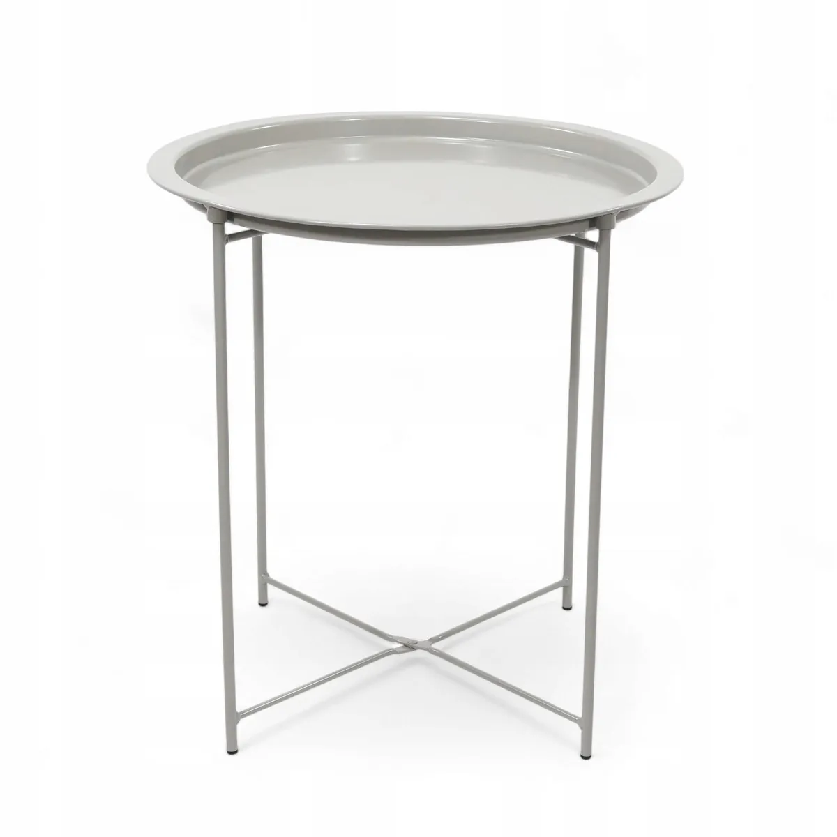 Mesa Auxiliar Desmontable de Hierro Gris 50×47 cm