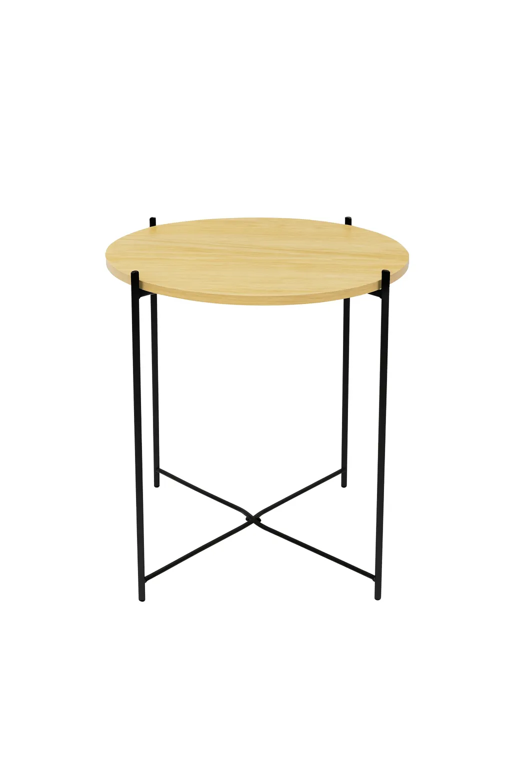 Mesa Auxiliar Desmontable de Hierro Negra y Madera Clara 50×40 cm