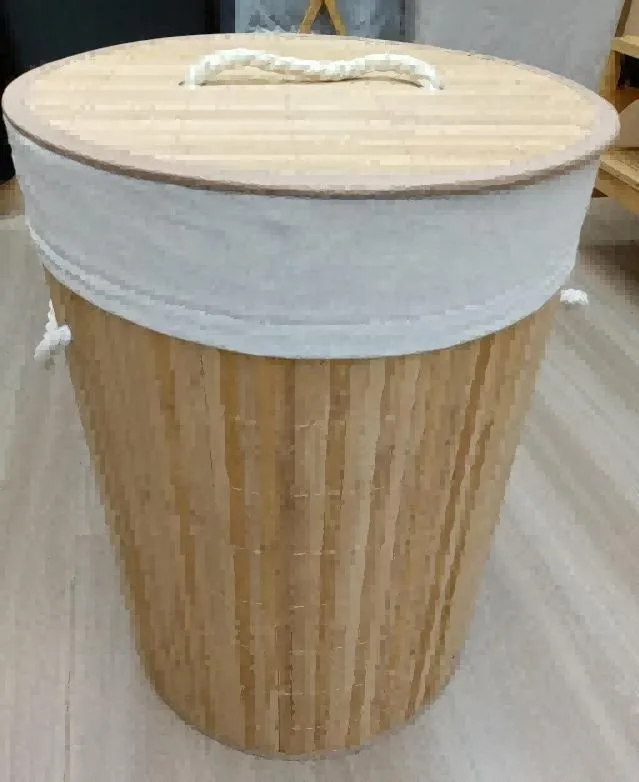 Cesto de Bambú Redondo con Tapa 35×50 cm