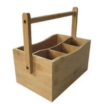 Canasto Organizador de Bambu 4 Espacios 25×15.5×22.4 cm