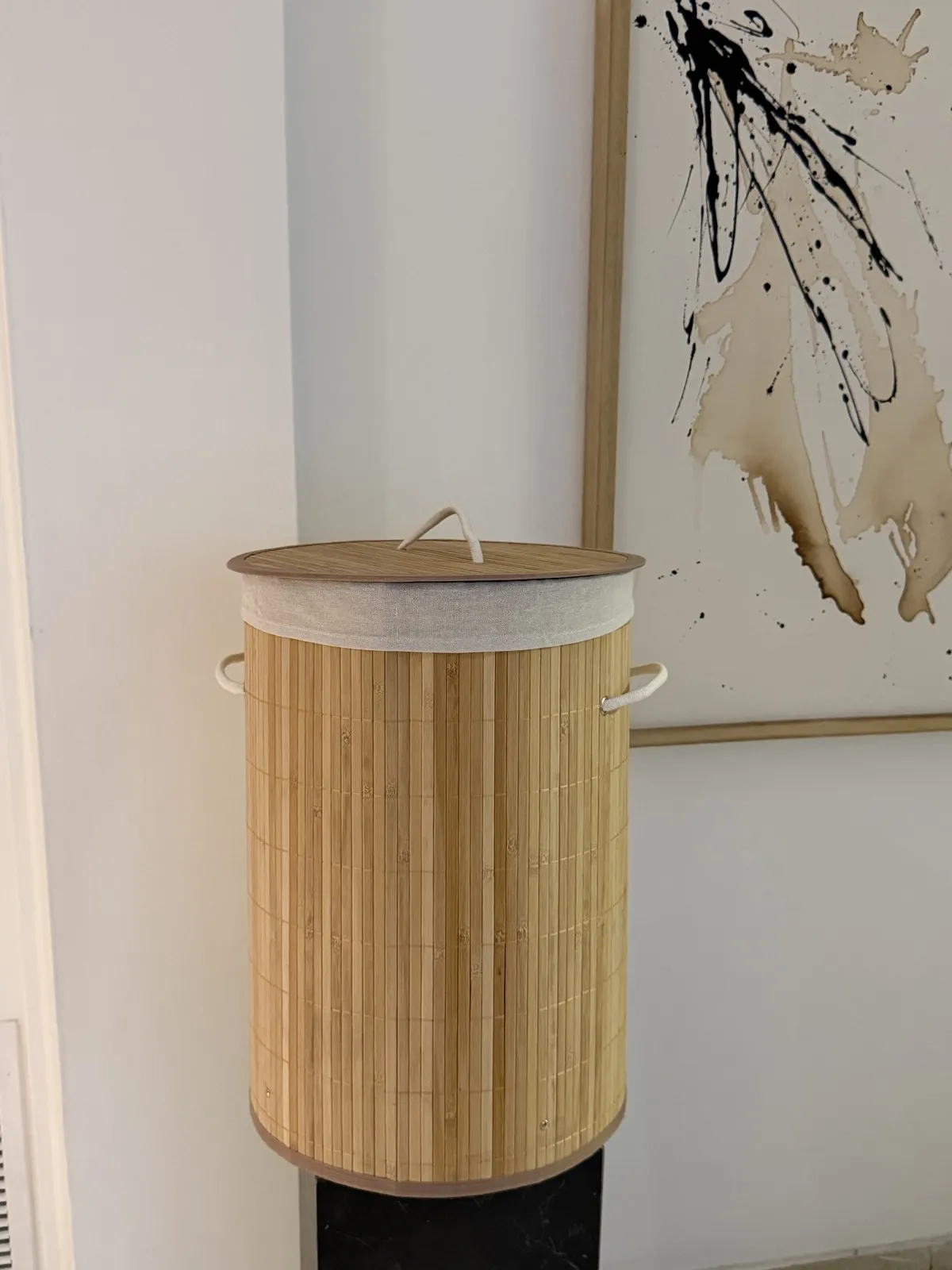 Cesto de Bambú Redondo con Tapa 35×50 cm