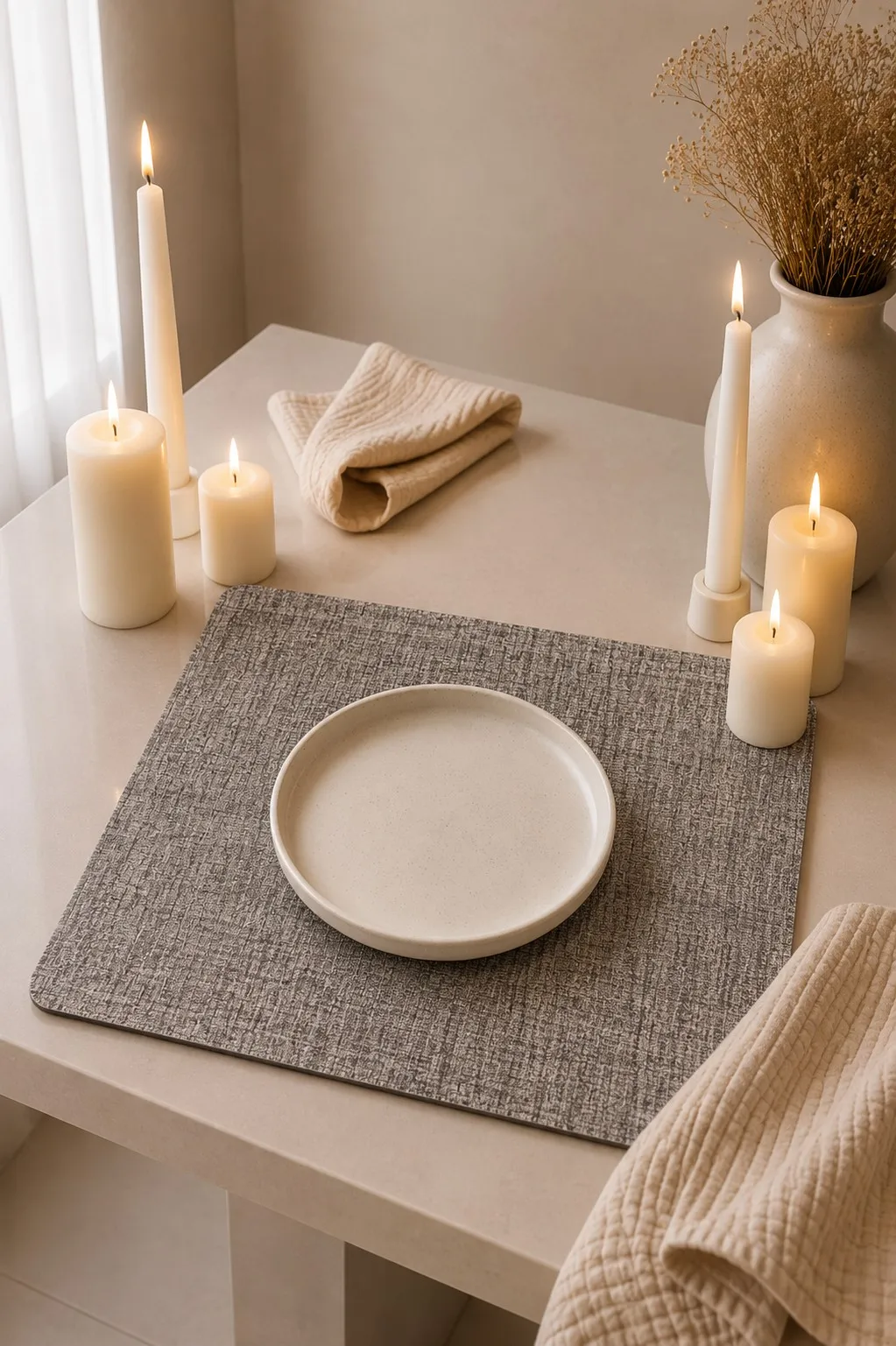 Individual Ecocuero "Rectangular" Gris Claro 30×45 cm