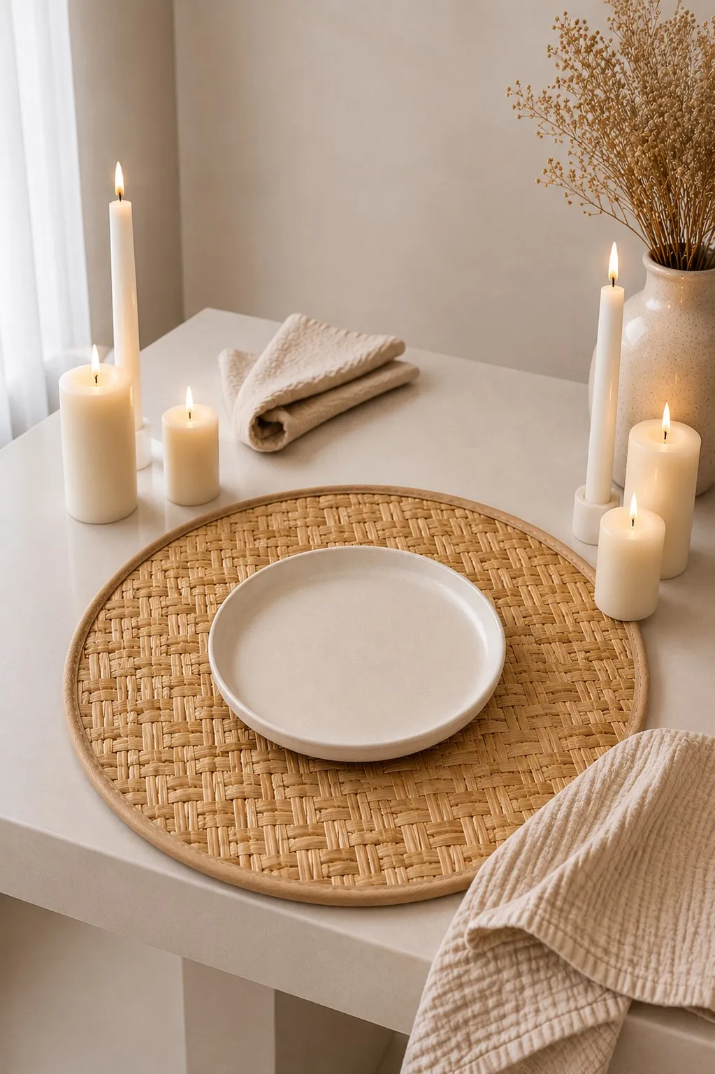 Individual "Tramas" Pp Beige con Ecocuero 38 cm