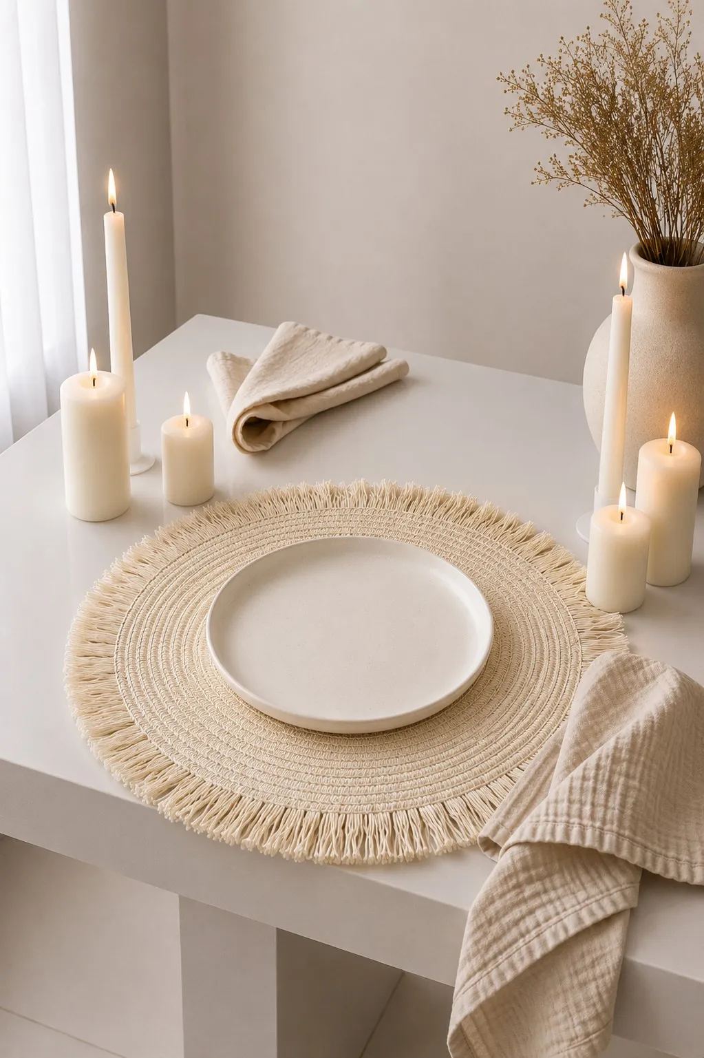 Individual "Tulum" Fibras Tejidas Beige 38 cm