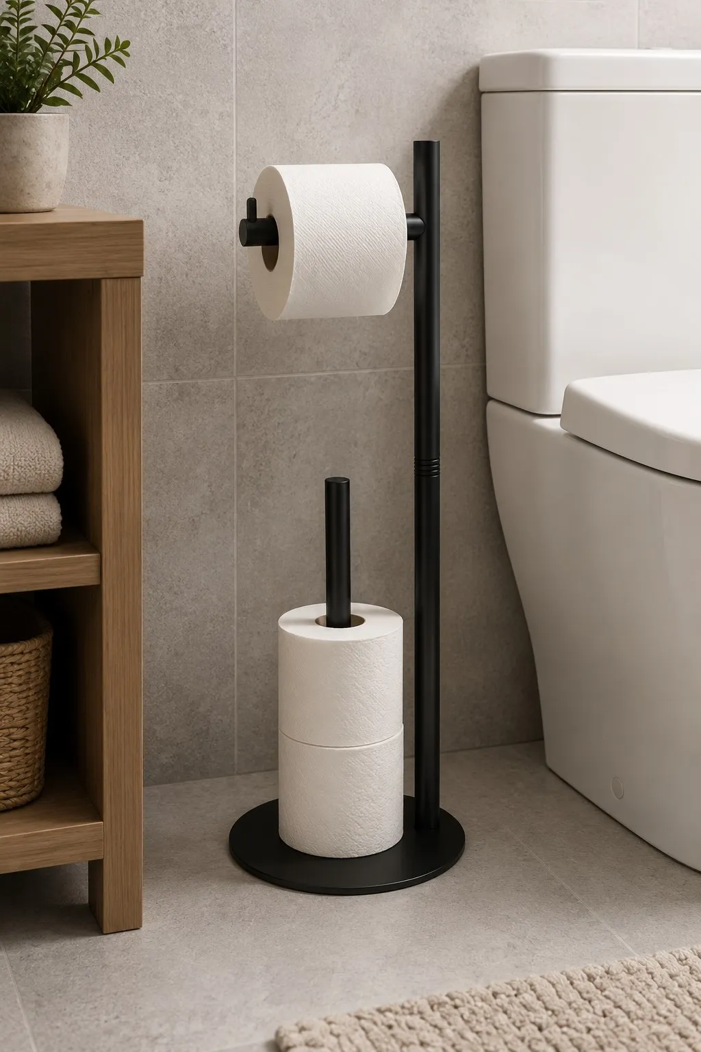 Porta Papel Higienico de Hiero con Espacio de Guardado 16,5×62 cm