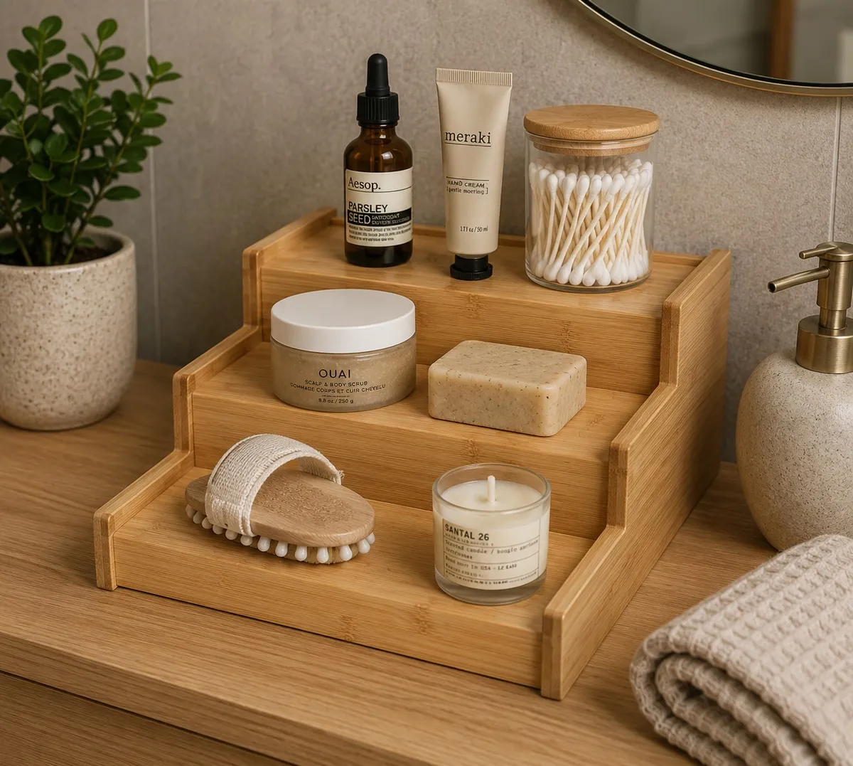 Organizador 3 Pisos de Bambu Extensible (22-37.5)×22×8.5 cm