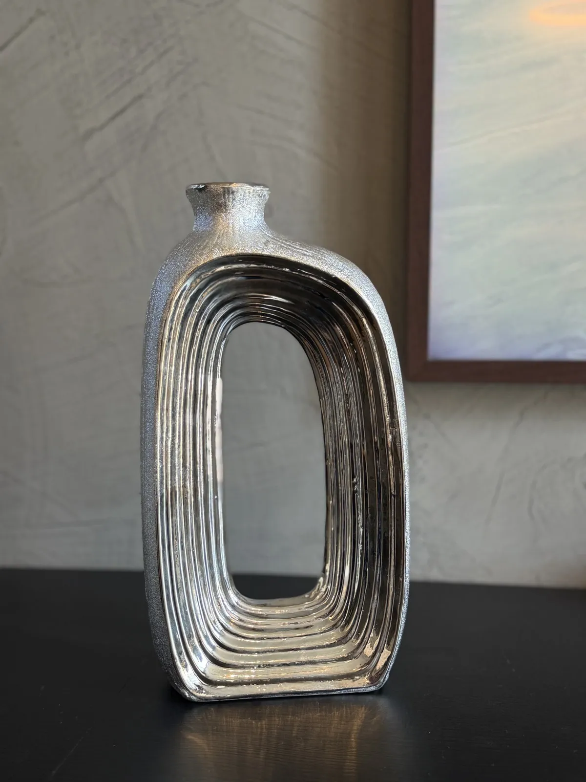 Jarron Plateado de Ceramica 30×15×6.5 cm