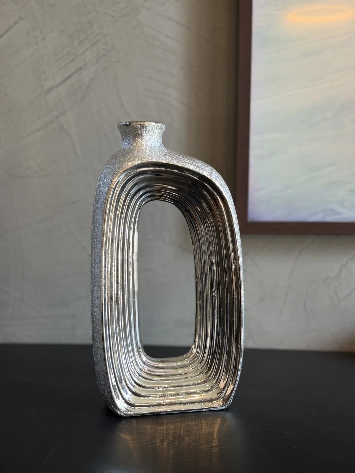 Jarron Plateado de Ceramica 30×15×6.5 cm