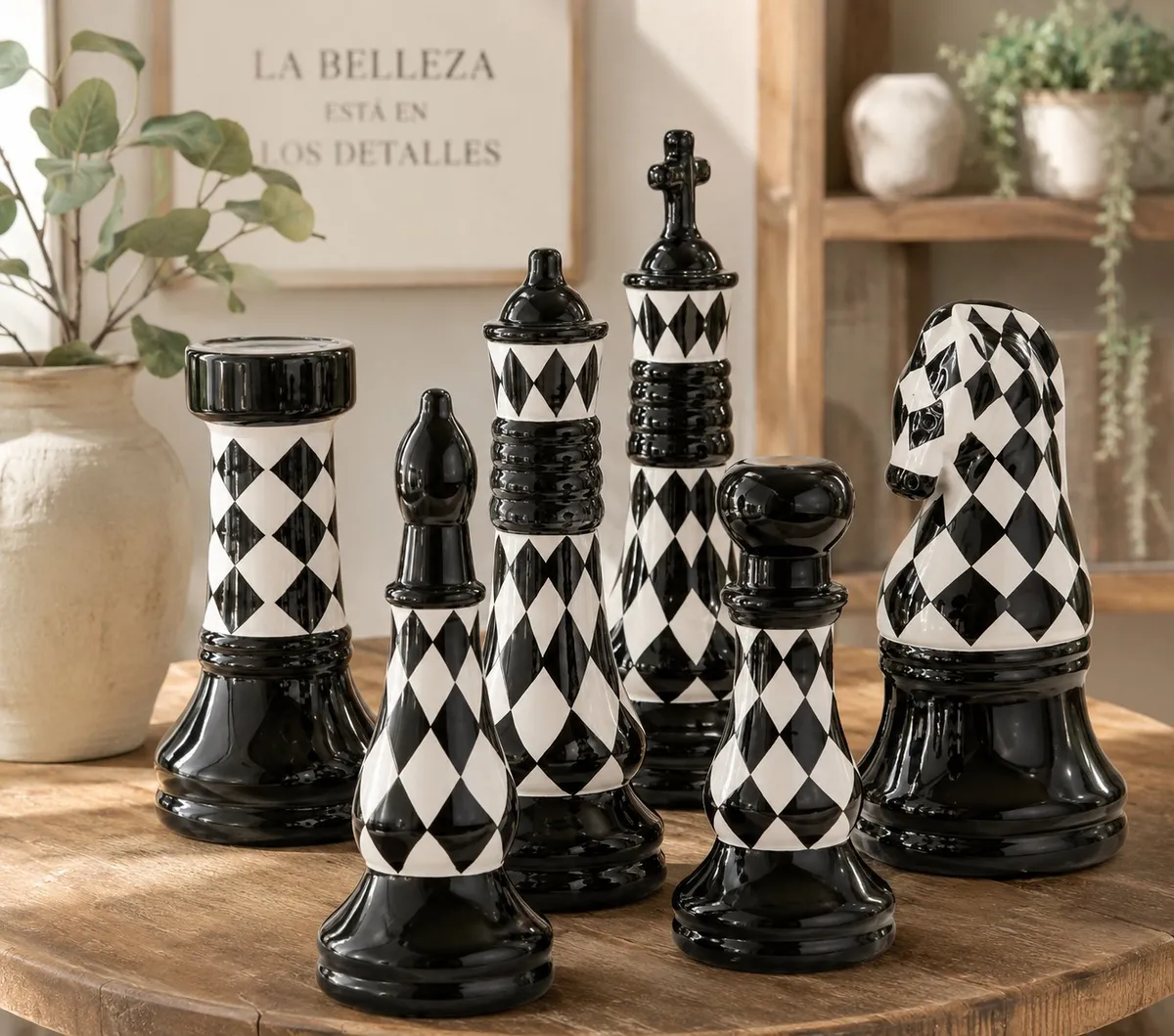 Set X 6 Piezas de Ajedrez de Ceramica "Damero"