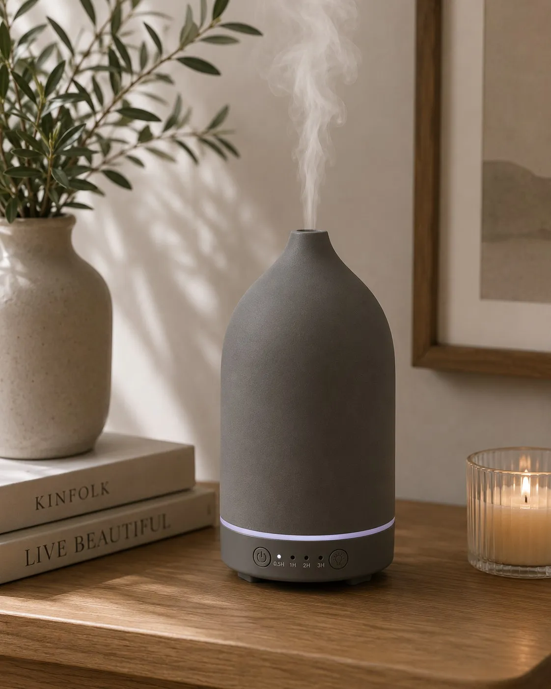 Humidificador USB de Ceramica Gris Oscuro Capacidad: 100Ml 18×9 cm