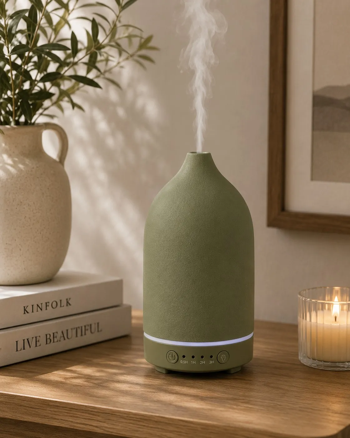 Humidificador USB de Ceramica Verde Capacidad: 100Ml 18×9 cm