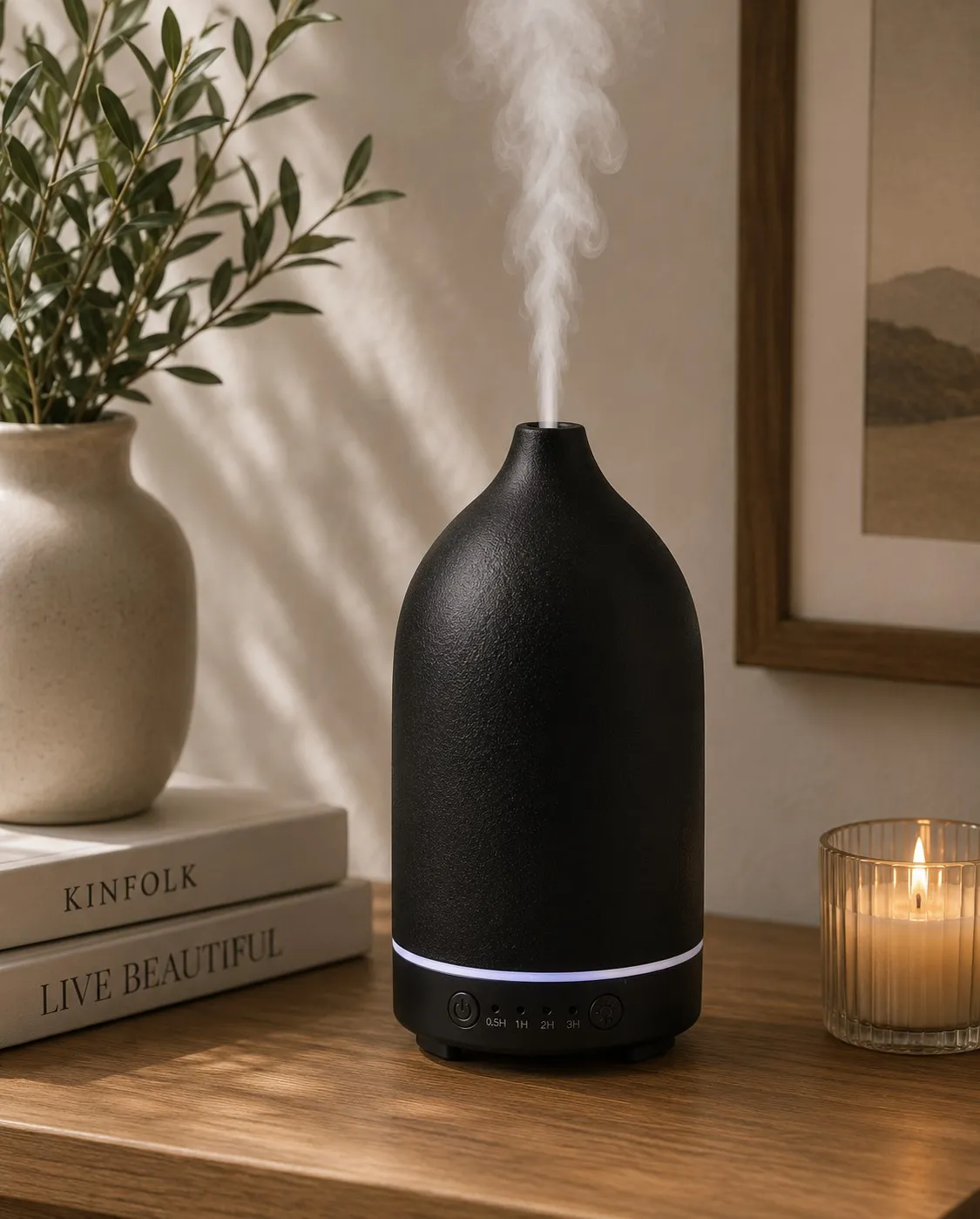 Humidificador USB de Ceramica Negro Capacidad: 100Ml 18×9 cm