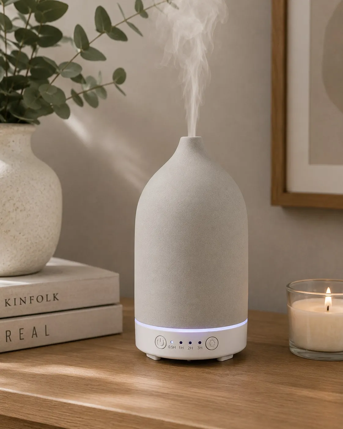 Humidificador USB de Ceramica Gris Claro Capacidad: 100Ml 18×9 cm