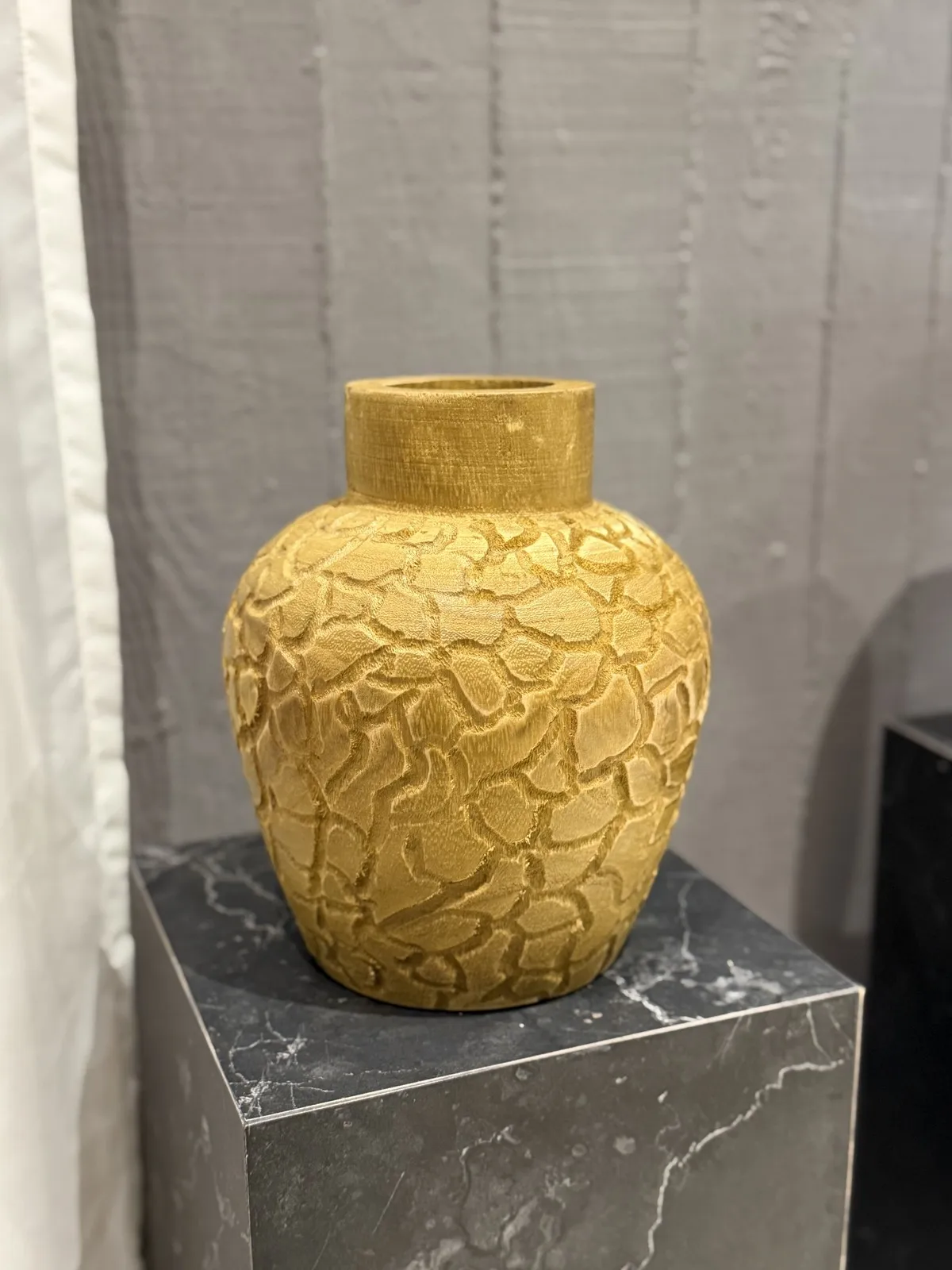 Jarron de Madera "Cuarteado" Negro 24×20×20 cm
