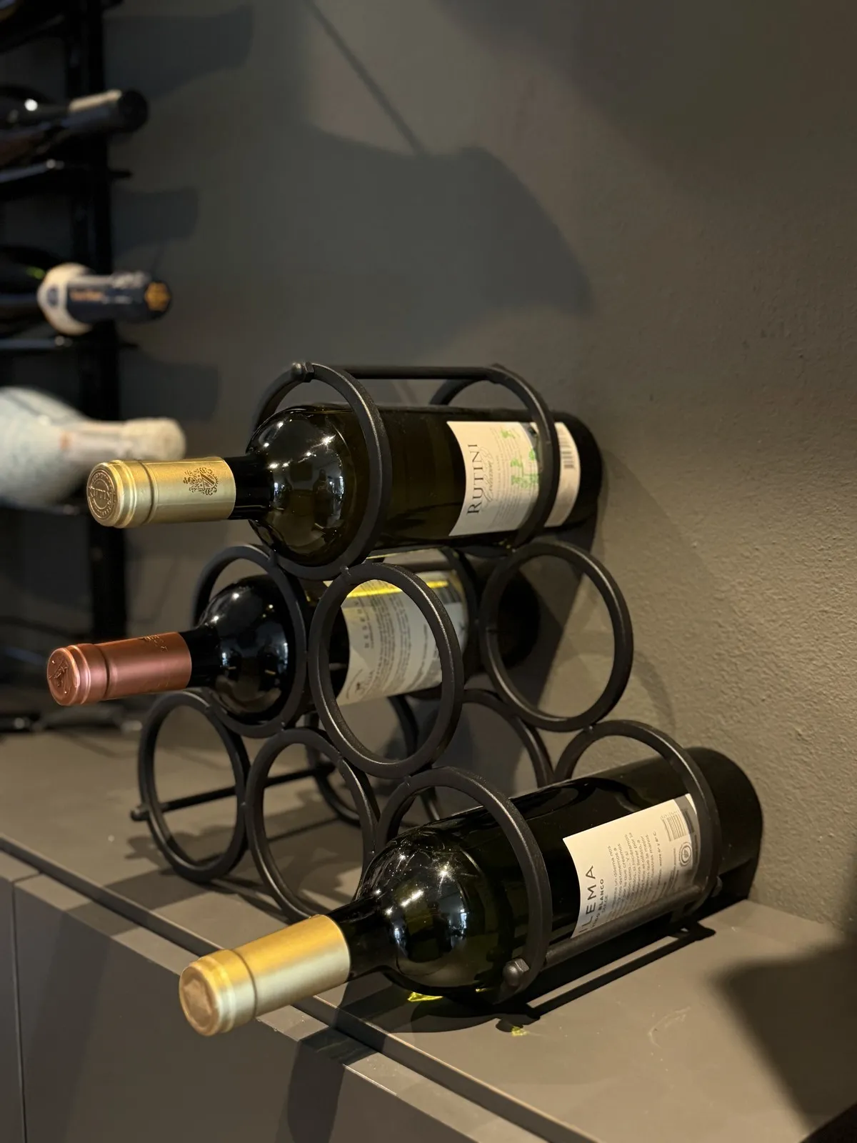 Bodega de Vino 6 Espacios de Hiero Negro 31×14.5×28.5 cm